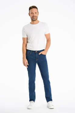 5 Pocket Tapered Jeans, Rain Blue, W42/L32