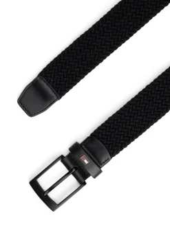 Adan Enamel Flag Braided Elastic Bælte, Black, 105 cm