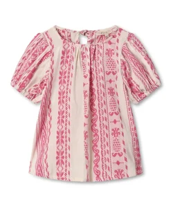 Addie Bluse, Cloud Dancer Pink Stripe, 110 cm