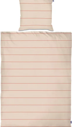 Align Sengesæt, Bright Red/Sand, 140x220 cm