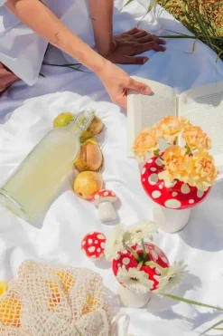 Amanita Svampe Vase, Rød/ Hvid