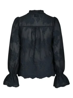 Amara Big Embroidery Bluse, Navy, 40