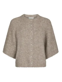 Amaya Fluffy Knit Cardigan, Beige Melange, 36