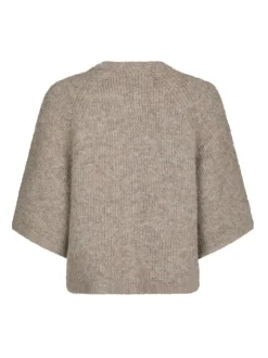 Amaya Fluffy Knit Cardigan, Beige Melange, 36