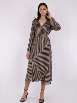 Amber Mix Lines Kjole, Sort, 34