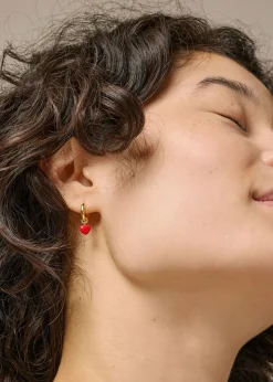 Amore Hoops, 18C Gold Plated/Red