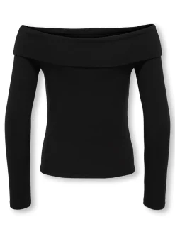 Ane Off Shoulder Bluse, Black, 158-164 cm