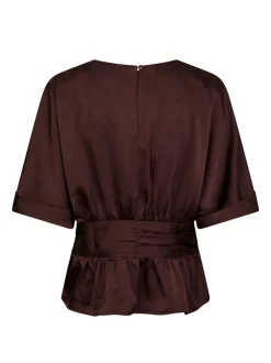 Annegret Heavy Sateen Bluse, Burgundy, 36