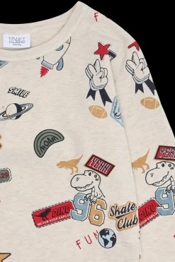 Anton Badges Bluse, Wheat Melange, 116 cm