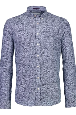 AOP Cotton/Linen Skjorte, Blue, XL