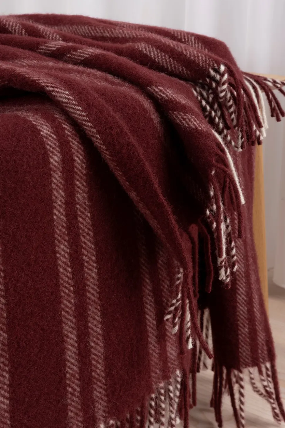 Asgård Uldplaid, Wine, 130x200 cm