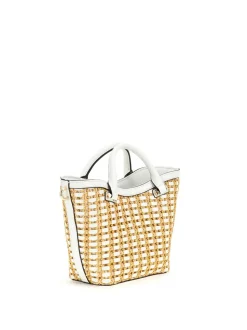 Atalia Raffia Mini Håndtaske, Natural White