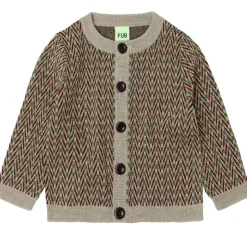 Baby Herringbone Cardigan, Oat Melange, 74 cm