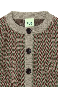 Baby Herringbone Cardigan, Oat Melange, 74 cm