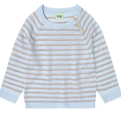 Baby Strik Bluse, Baby Blue/Oat Melange, 56 cm