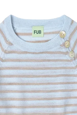 Baby Strik Bluse, Baby Blue/Oat Melange, 56 cm