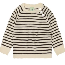 Baby Strik Bluse, Ecru/Mocca, 56 cm