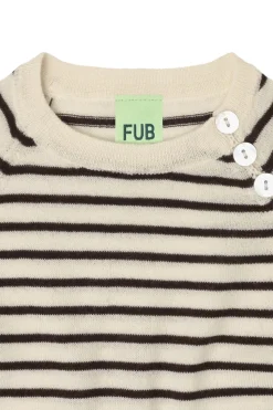Baby Strik Bluse, Ecru/Mocca, 56 cm