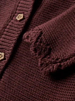 Balsalmi Knit Cardigan, Oxblood Red, 68 cm