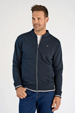 Baseball Collar Cardigan, Navy, L