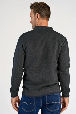 Baseball Collar Cardigan, Dk Grey Mel, XL