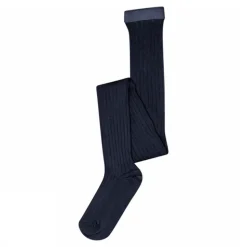 Basic Cotton Rib Strømpebukser, Navy, 110 cm
