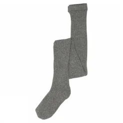 Basic Cotton Rib Strømpebukser, Grey Melange, 150 cm