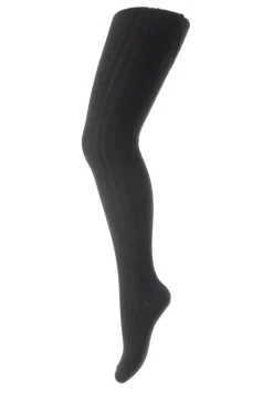 Basic Cotton Rib Strømpebukser, Black, 70 cm