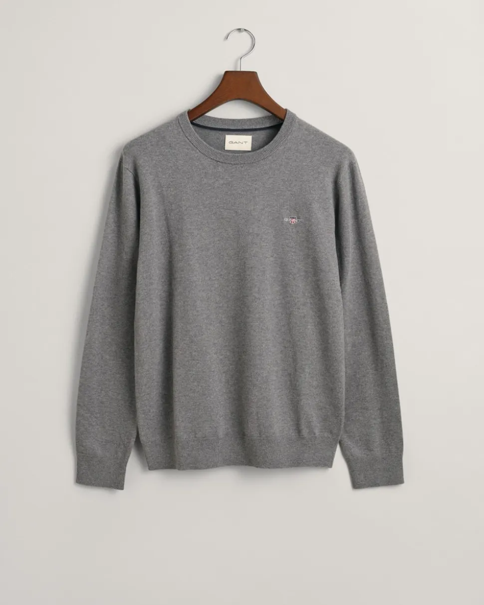 Basic Crewneck Sweater, Dark Grey Melange, M