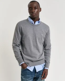Basic Crewneck Sweater, Dark Grey Melange, M