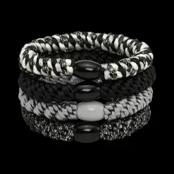 Basic Essentials 4-pak Hårelastikker, Black/Multi