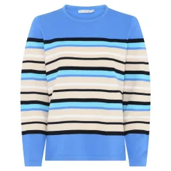 Basic Spring Stripe Striktrøje, Blue/Sand, XL