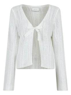 Bates Crochet Knit Cardigan, White, 42