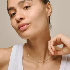 Beaded Chain Halskæde, Silver, 38+2+2 cm