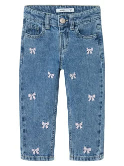 Bella Jeans, Medium Blue Denim Bows, 104 cm