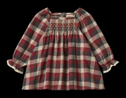 Bella Lace Baby Kjole, Red Blue Check, 80 cm