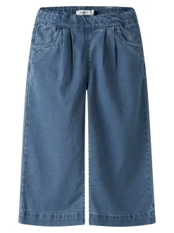 Bella Wide Jeans, Medium Blue Denim, 110 cm