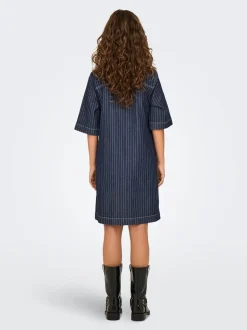 Belle Stripe Kjole, Dark Blue Denim, XS