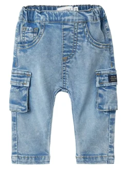 Ben Baggy Cargo Jeans, Medium Blue Denim, 86 cm