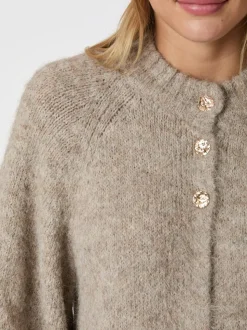 Benuta Fluffy Knit Cardigan, Beige Melange, 38