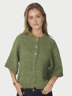 Benuta Fluffy Knit Cardigan, Dusty Green, 38
