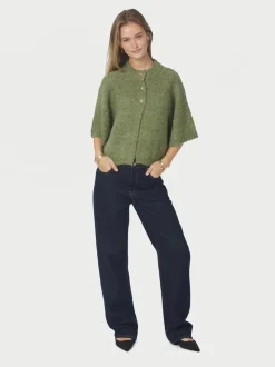 Benuta Fluffy Knit Cardigan, Dusty Green, 38