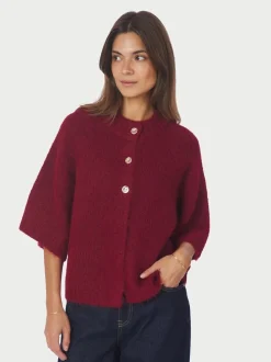 Benuta Fluffy Knit Cardigan, Dark Red, 40