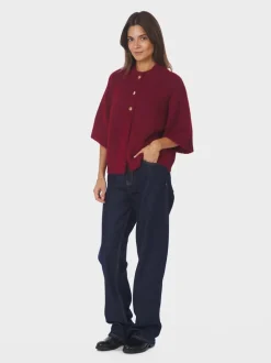 Benuta Fluffy Knit Cardigan, Dark Red, 40