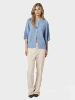 Benuta Fluffy Knit Cardigan, Dusty Blue, 38