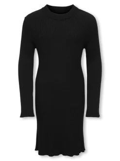Bianka Rib Kjole, Black, 146-152 cm