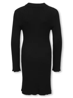 Bianka Rib Kjole, Black, 146-152 cm