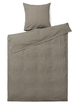 Bæk&Bølge Sengelinned, Sort/ Sand, 140x220 cm