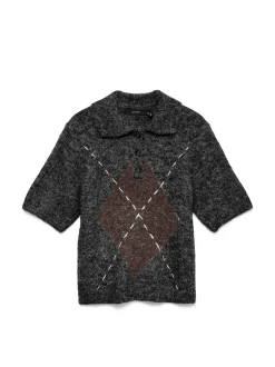 Bliss Poloneck Strikbluse, Black, L