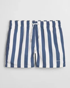 Block Stripe Badeshorts, Dusty Navy, 3XL